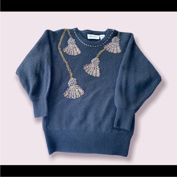 Retro Sweater Stylish Beaded Glitter Women’s Fashion - Picture 3 of 10